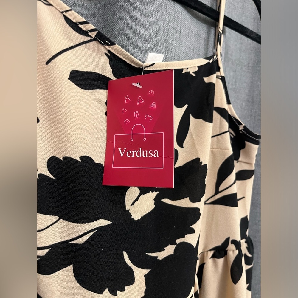 Verdusa Women's Floral Print Ruffle Hem Sleeveless A Line Swing Cami Long Dress - Picture 7 of 8